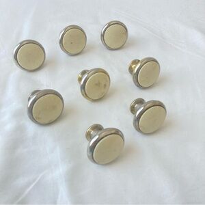 Vintage Brass Knobs Ceramic Center Replacement Cabinet Drawer Pulls Set Of 8